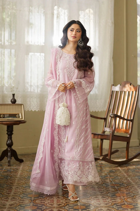 AZURE CHIFFON HEAVY EMBROIDERED UNSTITCH 3PC SUIT