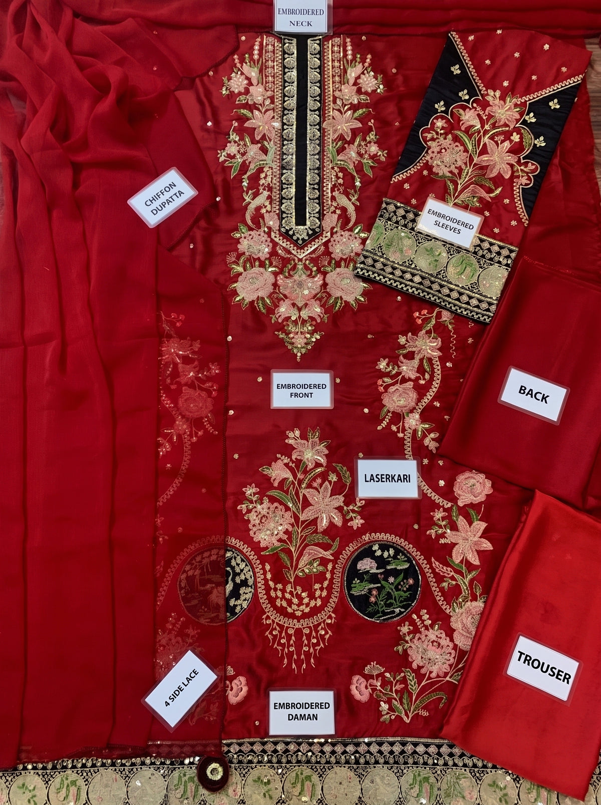 3PC SILK ETHNIC KAFTAN UNSTITCH