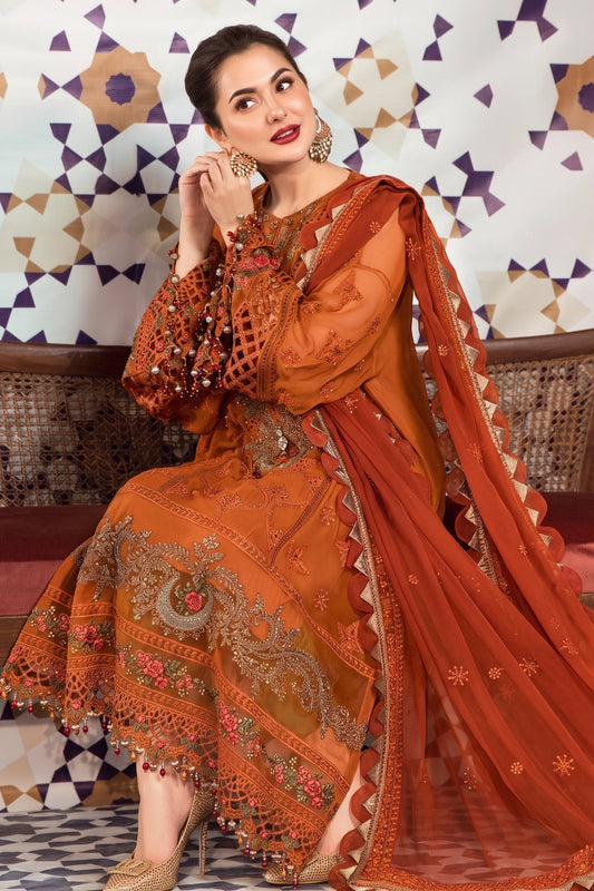 Maria B Heavy Embroidered Chiffon Unstitched 3PC Suit