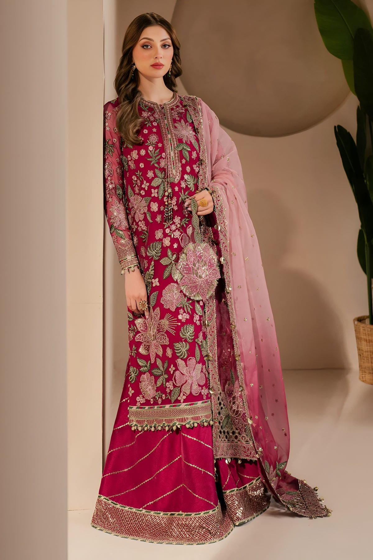 JAZMIN CHIFFON HEAVY EMBROIDERED UNSTITCHED 3PC SUIT