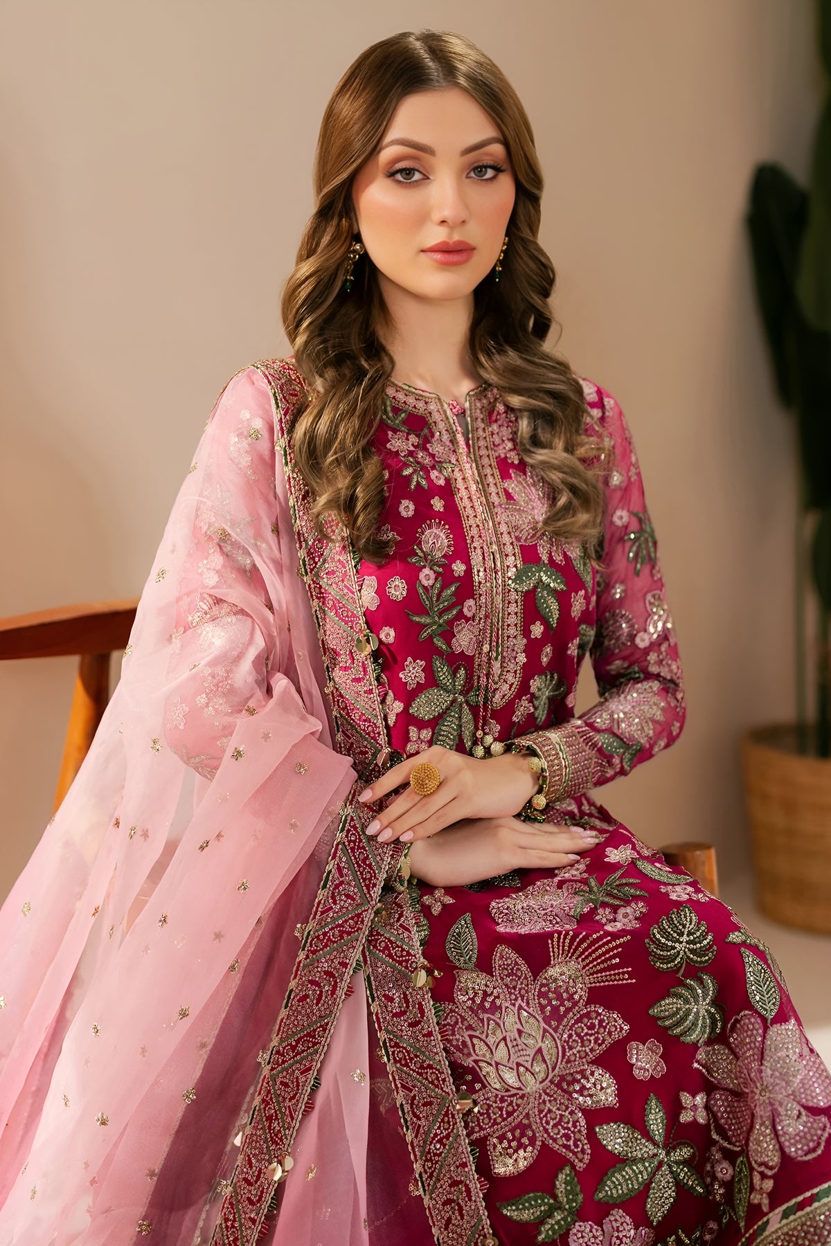 JAZMIN CHIFFON HEAVY EMBROIDERED UNSTITCHED 3PC SUIT
