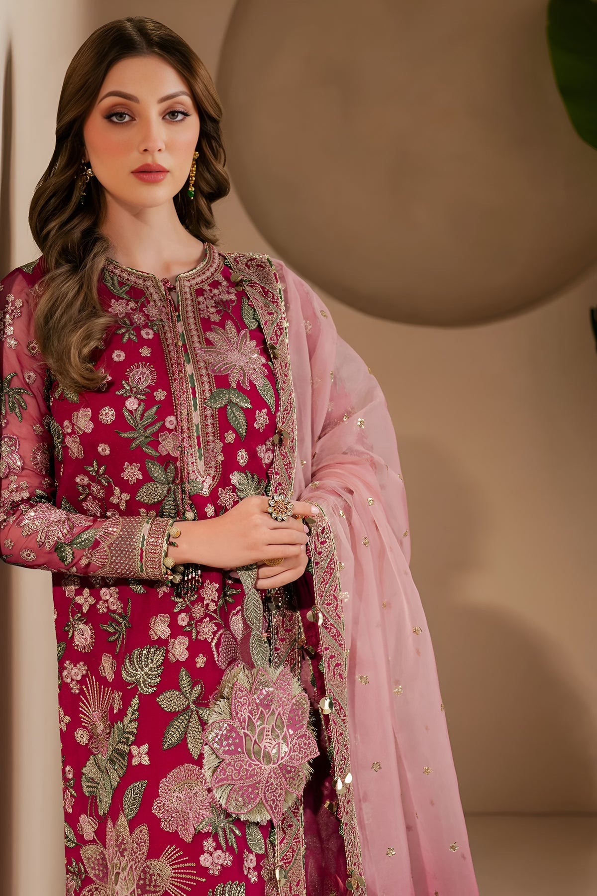 JAZMIN CHIFFON HEAVY EMBROIDERED UNSTITCHED 3PC SUIT