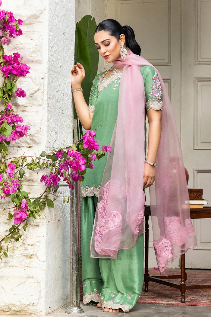 MURK EMBROIDERED SILK UNSTITCH 3PC SUIT