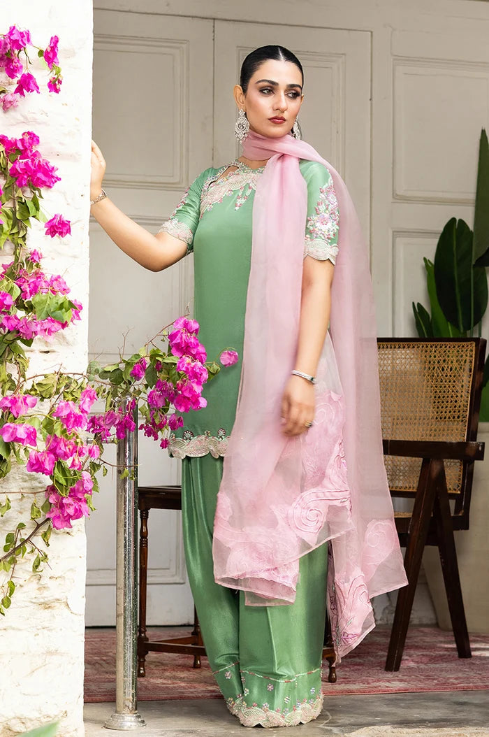 MURK EMBROIDERED SILK UNSTITCH 3PC SUIT