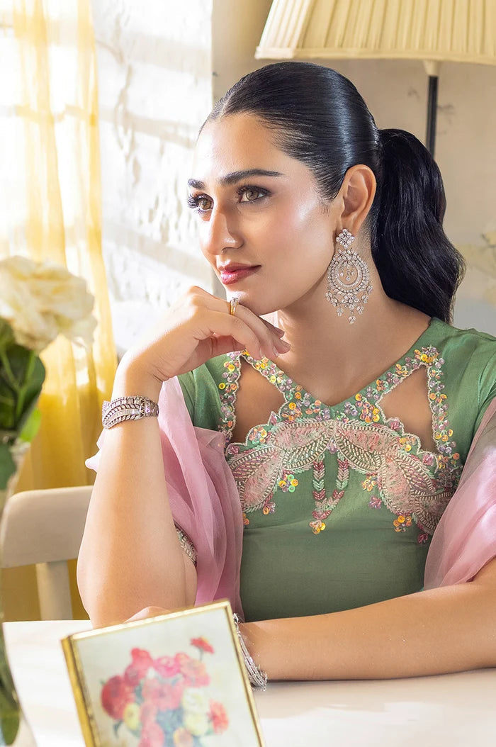 MURK EMBROIDERED SILK UNSTITCH 3PC SUIT