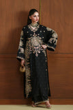 ETHNIC - LUXURY SILK HEAVY EMBROIDERED UNSTITCHED 3PC | KAFTAN JET BLACK