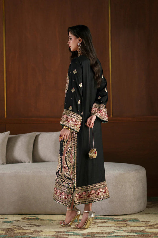 ETHNIC HEAVY EMBROIDERED SILK UNSTITCH 3PC KAFTAN