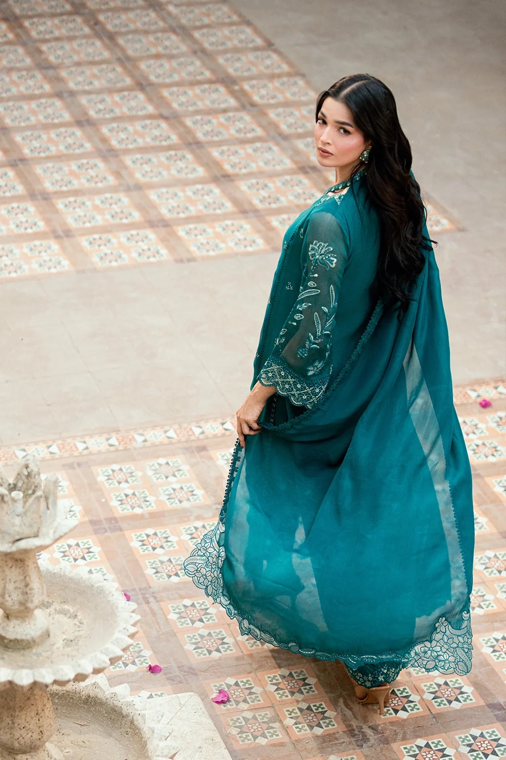 AZURE CHIFFON EMBROIDERED UNSTITCHED 3PC SUIT