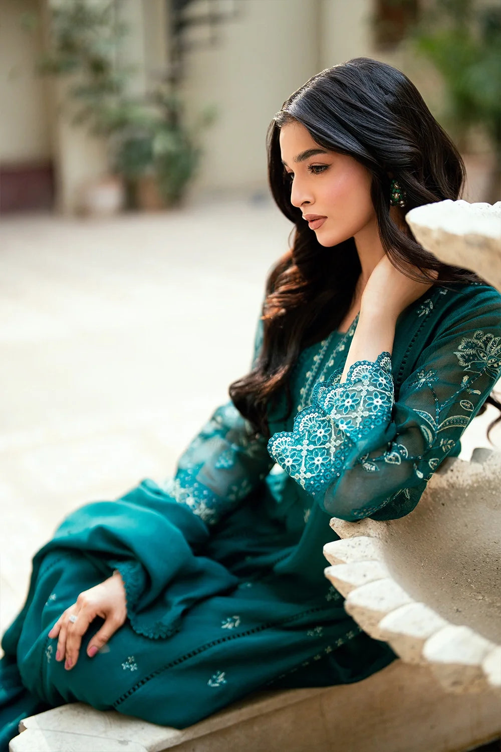 AZURE CHIFFON EMBROIDERED UNSTITCHED 3PC SUIT