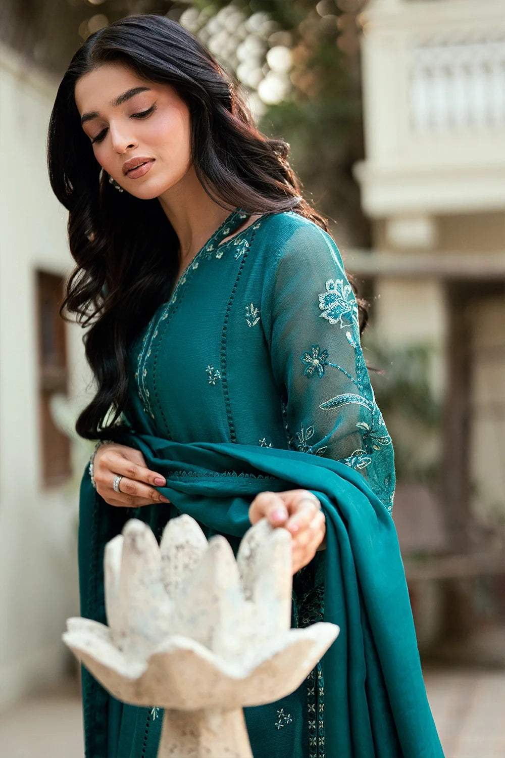 AZURE CHIFFON EMBROIDERED UNSTITCHED 3PC SUIT