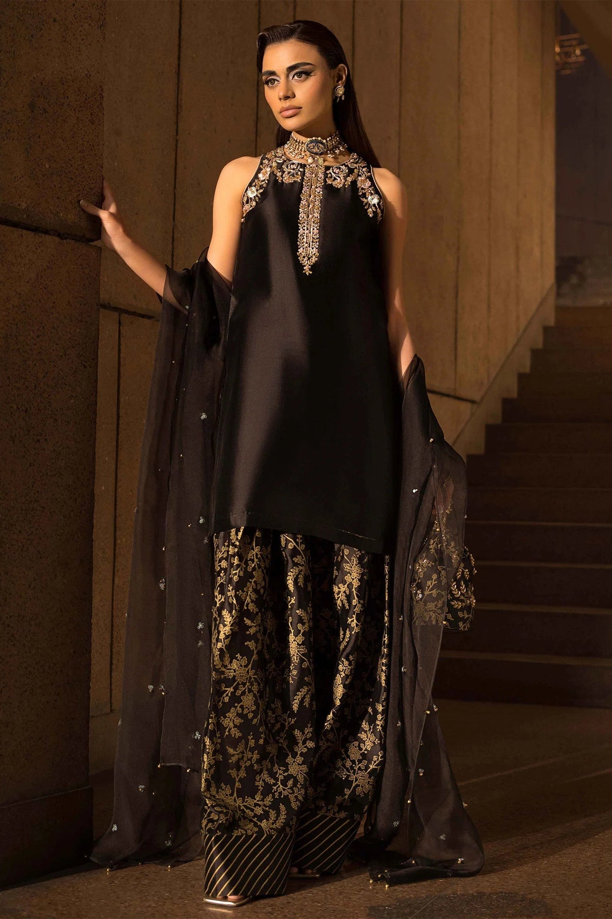 MAHAM ASAD SILK EMBROIDERED UNSTITCHED 3PC SUIT