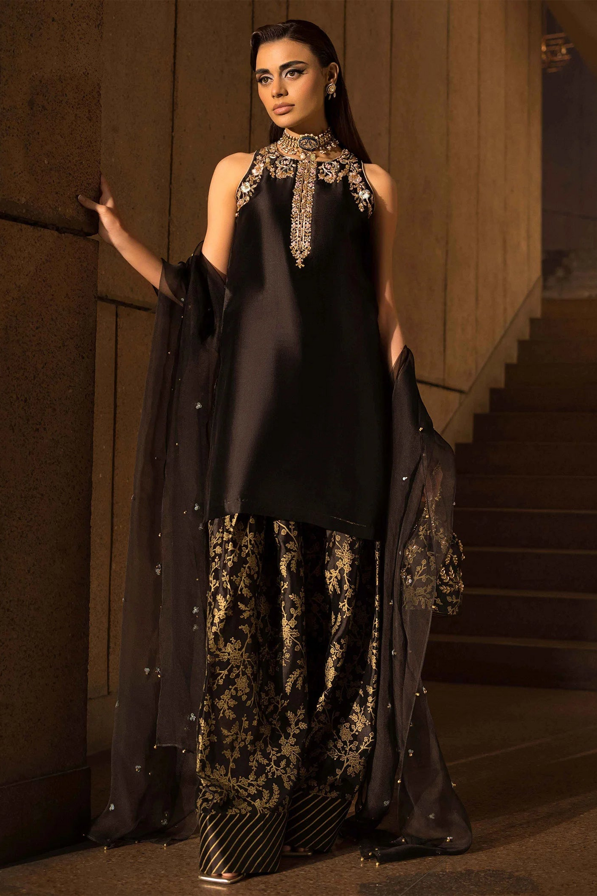 MAHAM ASAD SILK EMBROIDERED UNSTITCHED 3PC SUIT