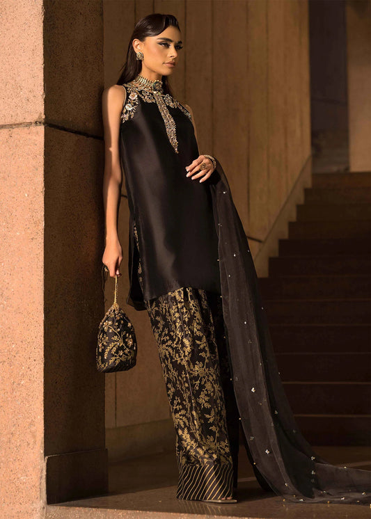 MAHAM ASAD SILK EMBROIDERED UNSTITCHED 3PC SUIT