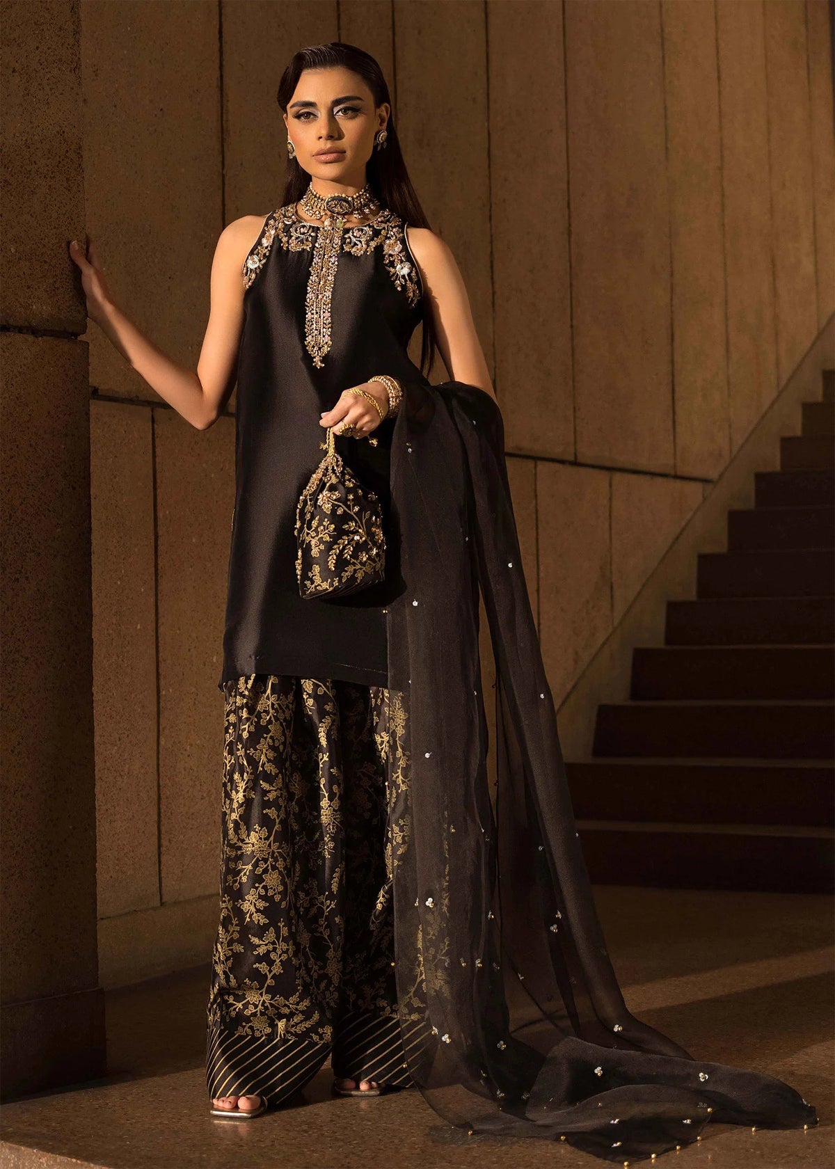 MAHAM ASAD SILK EMBROIDERED UNSTITCHED 3PC SUIT