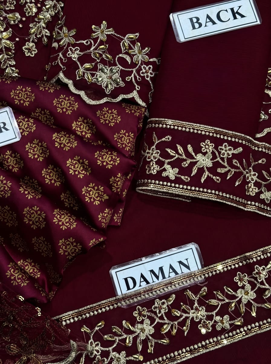 IZINIK EMBROIDERED 3PC UNSTITCH