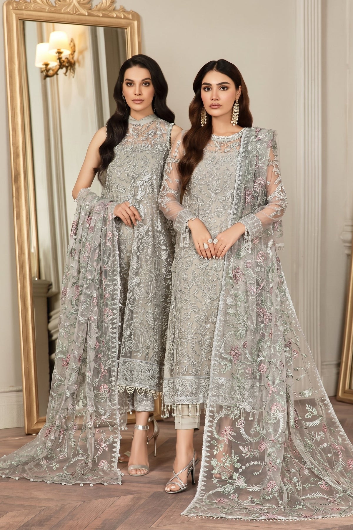 ZARIF NET LUXUR UNSTITCHED 3PC SUIT