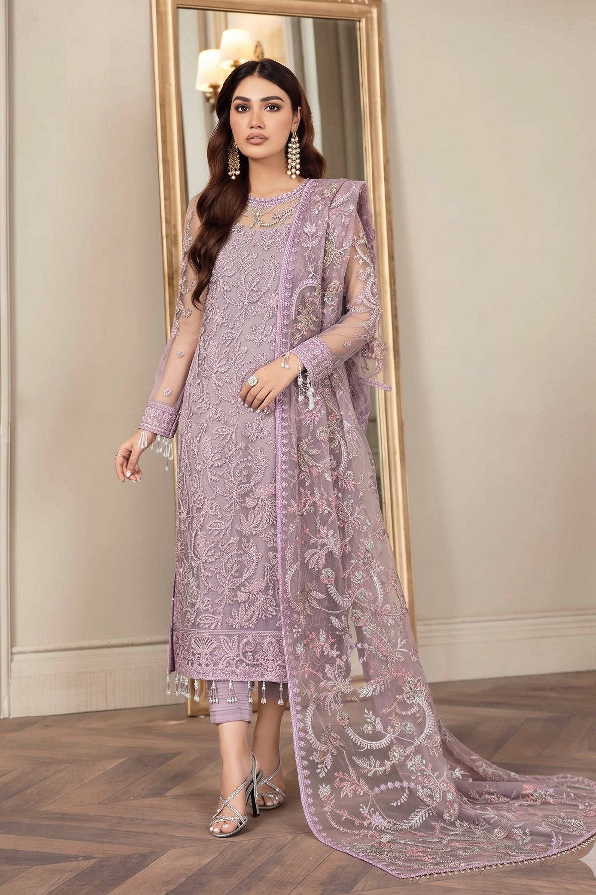 ZARIF NET LUXUR UNSTITCHED 3PC SUIT