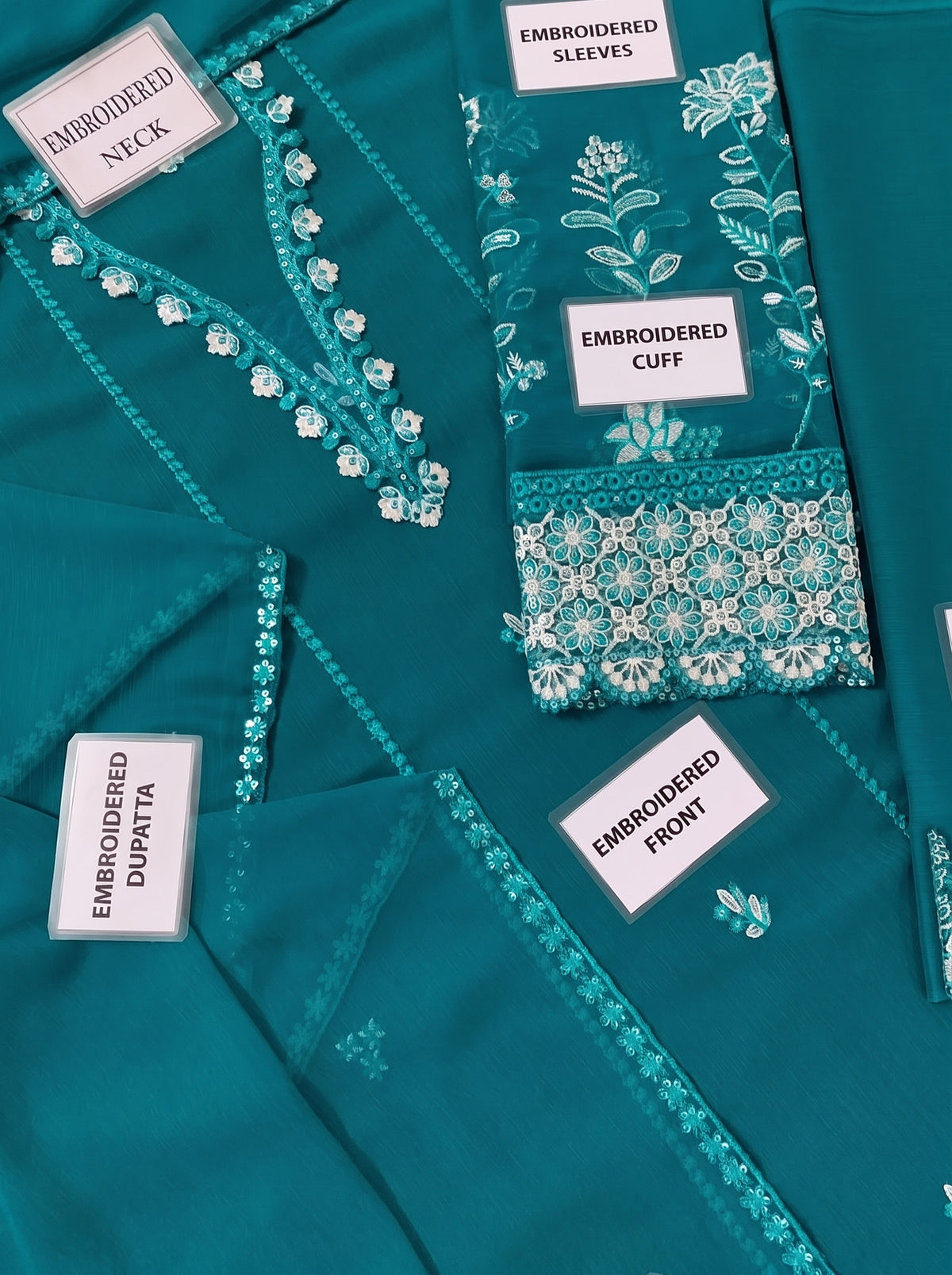 AZURE CHIFFON EMBROIDERED UNSTITCHED 3PC SUIT