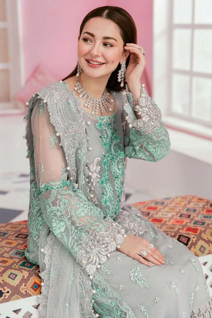 EMBROIDERED ORGANZA UNSTITCHED 3PC SET