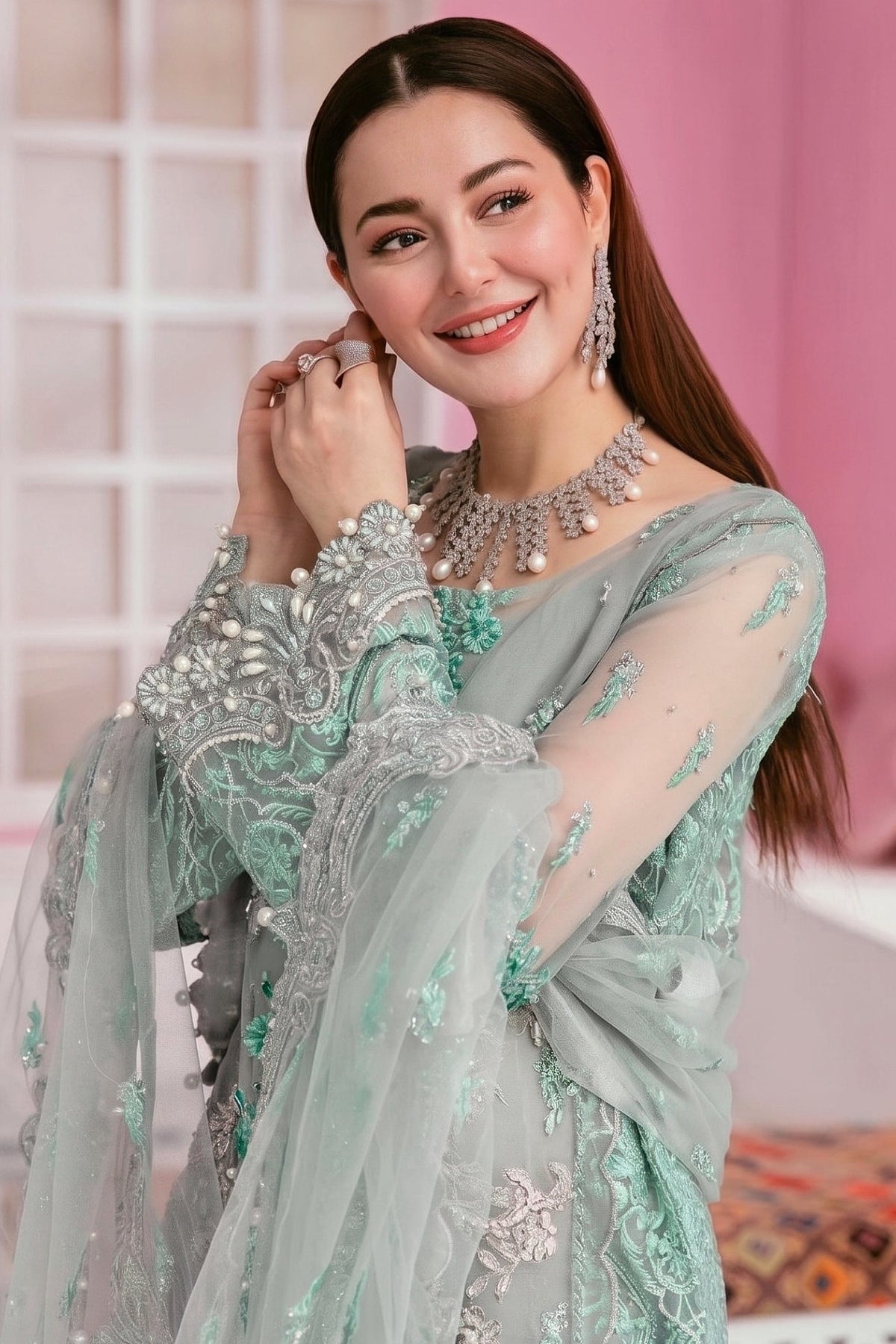EMBROIDERED ORGANZA UNSTITCHED 3PC SET