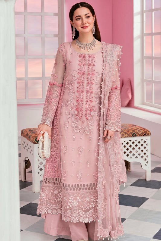 EMBROIDERED ORGANZA UNSTITCHED 3PC SET