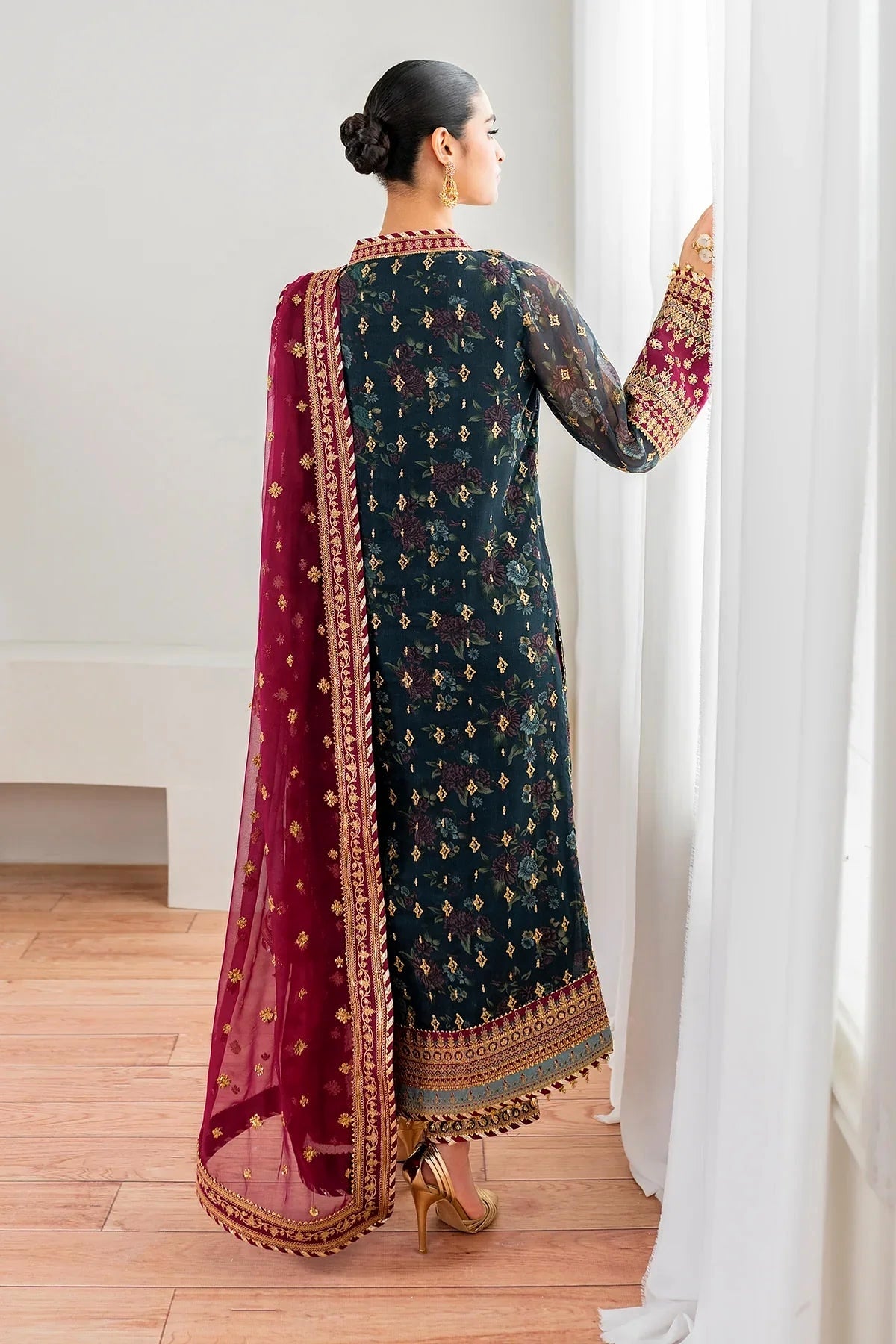 BAROQUE CHIFFON EMBROIDERED UNSTITCHED 3PC SUIT