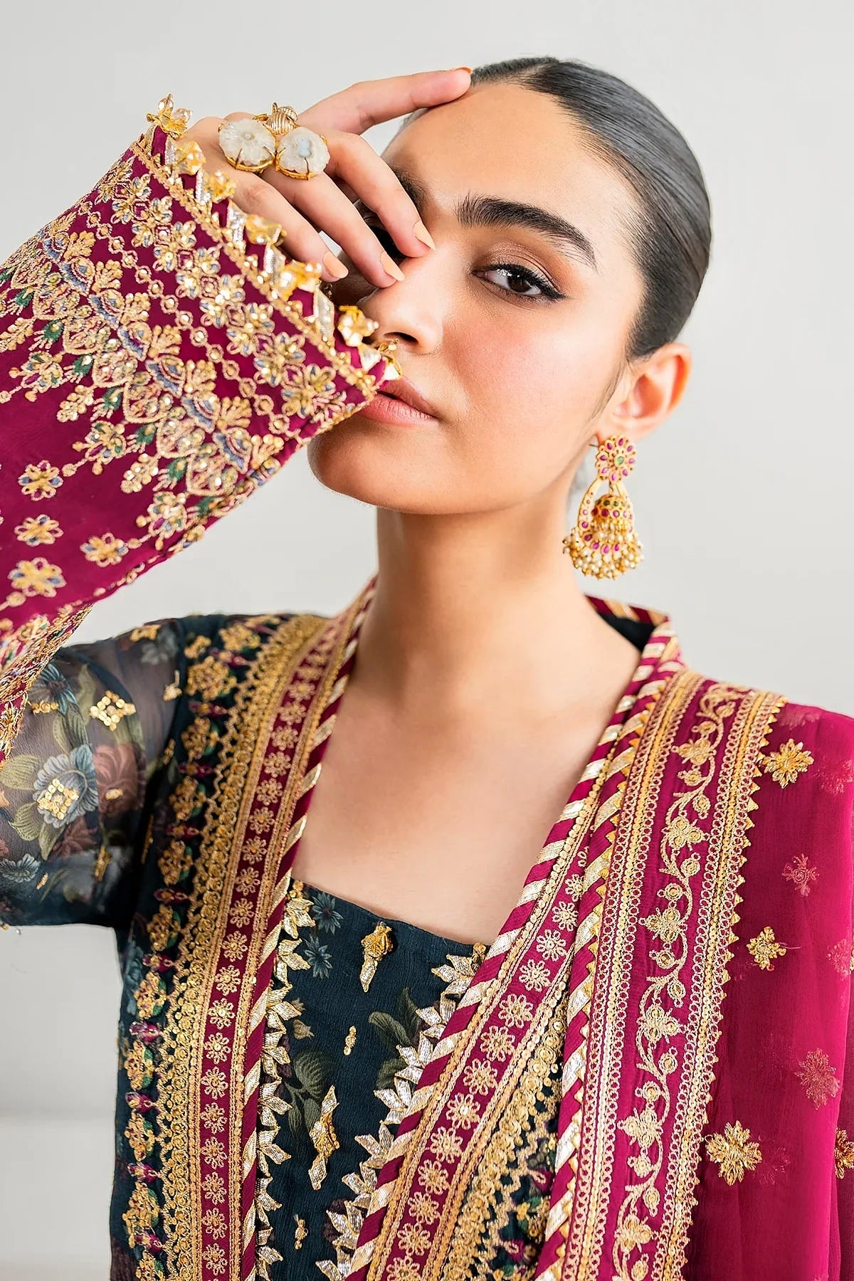 BAROQUE CHIFFON EMBROIDERED UNSTITCHED 3PC SUIT