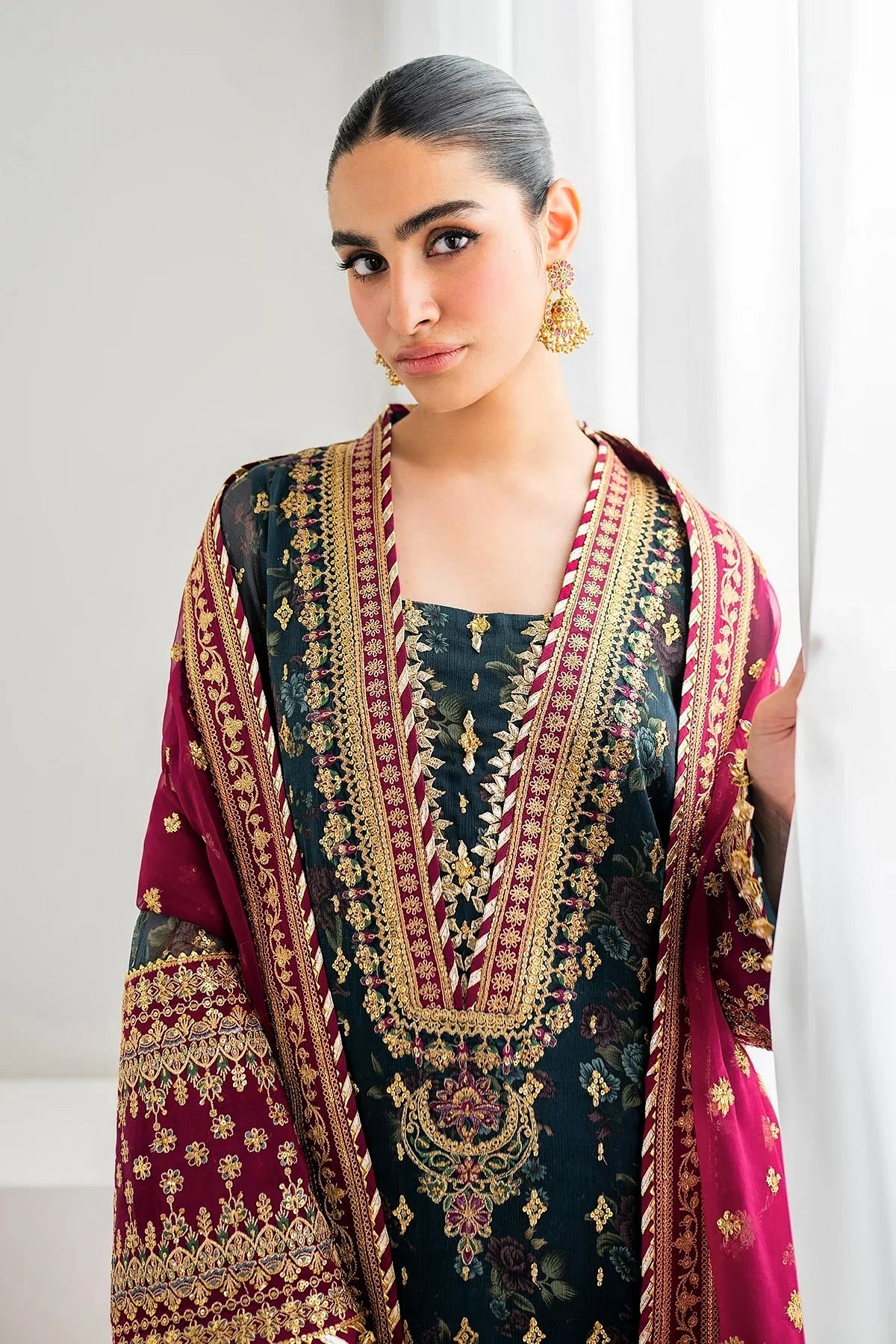 BAROQUE CHIFFON EMBROIDERED UNSTITCHED 3PC SUIT