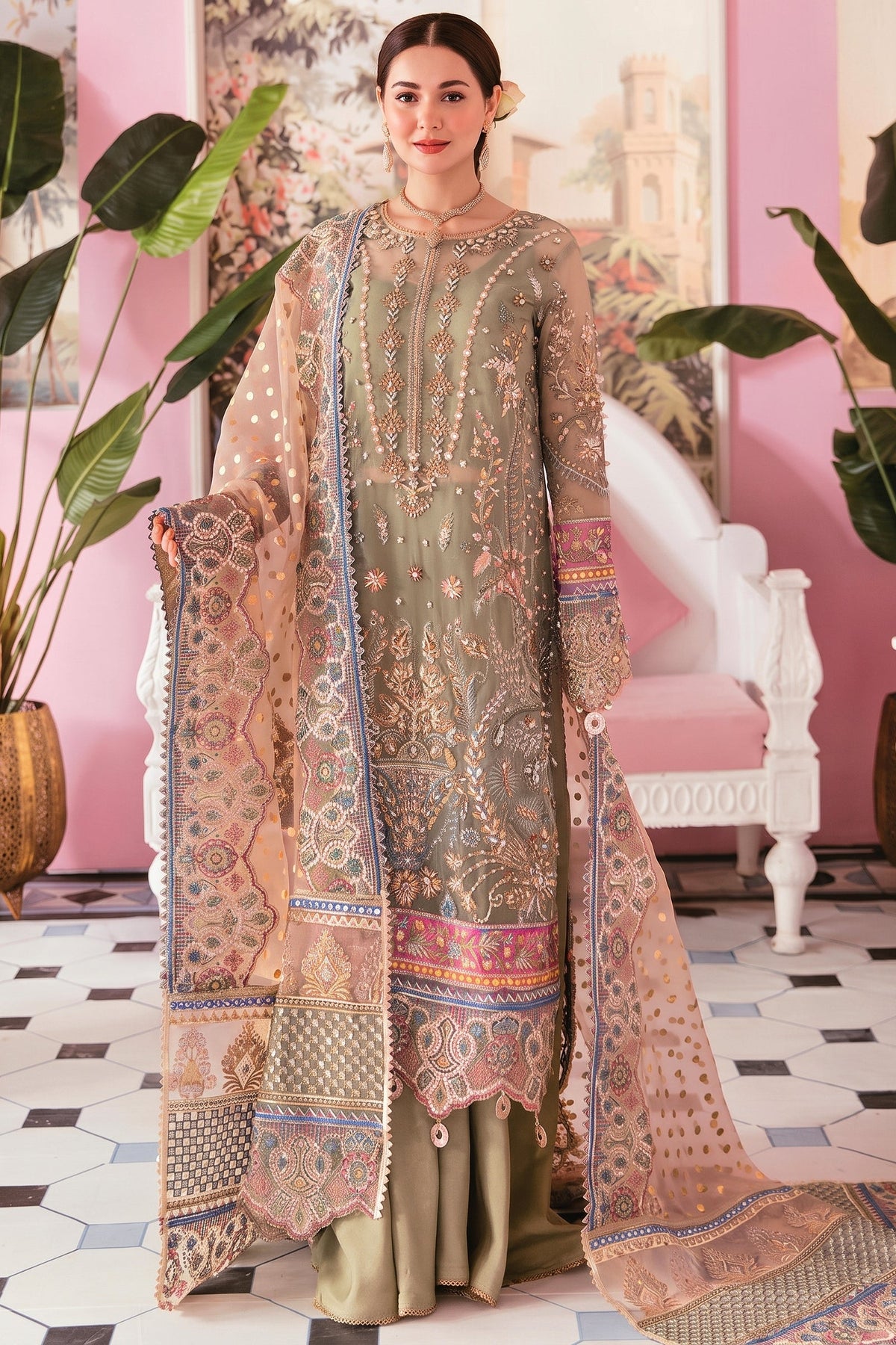 ELAF ORGANZA UNSTICHED 3PC SUIT