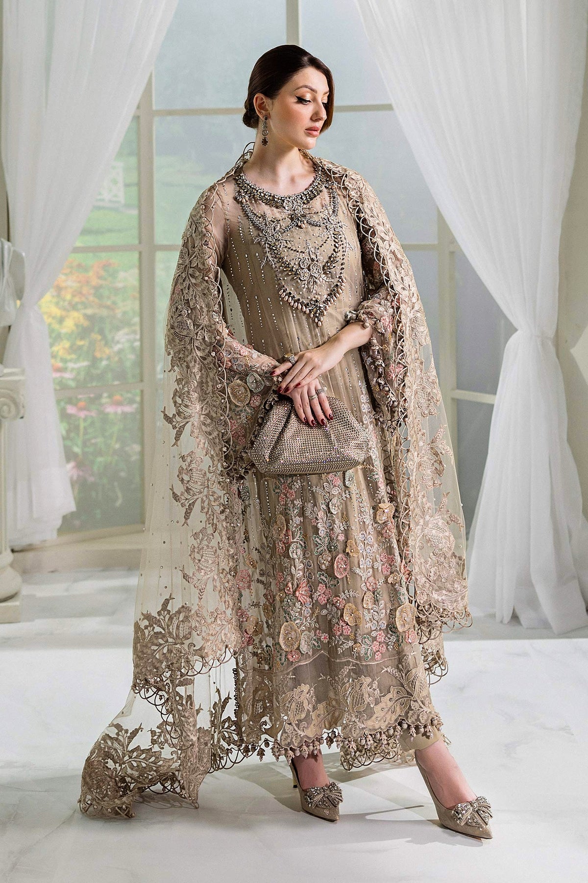 Maria B Heavy Embroidered Chiffon Unstitched 3PC Suit