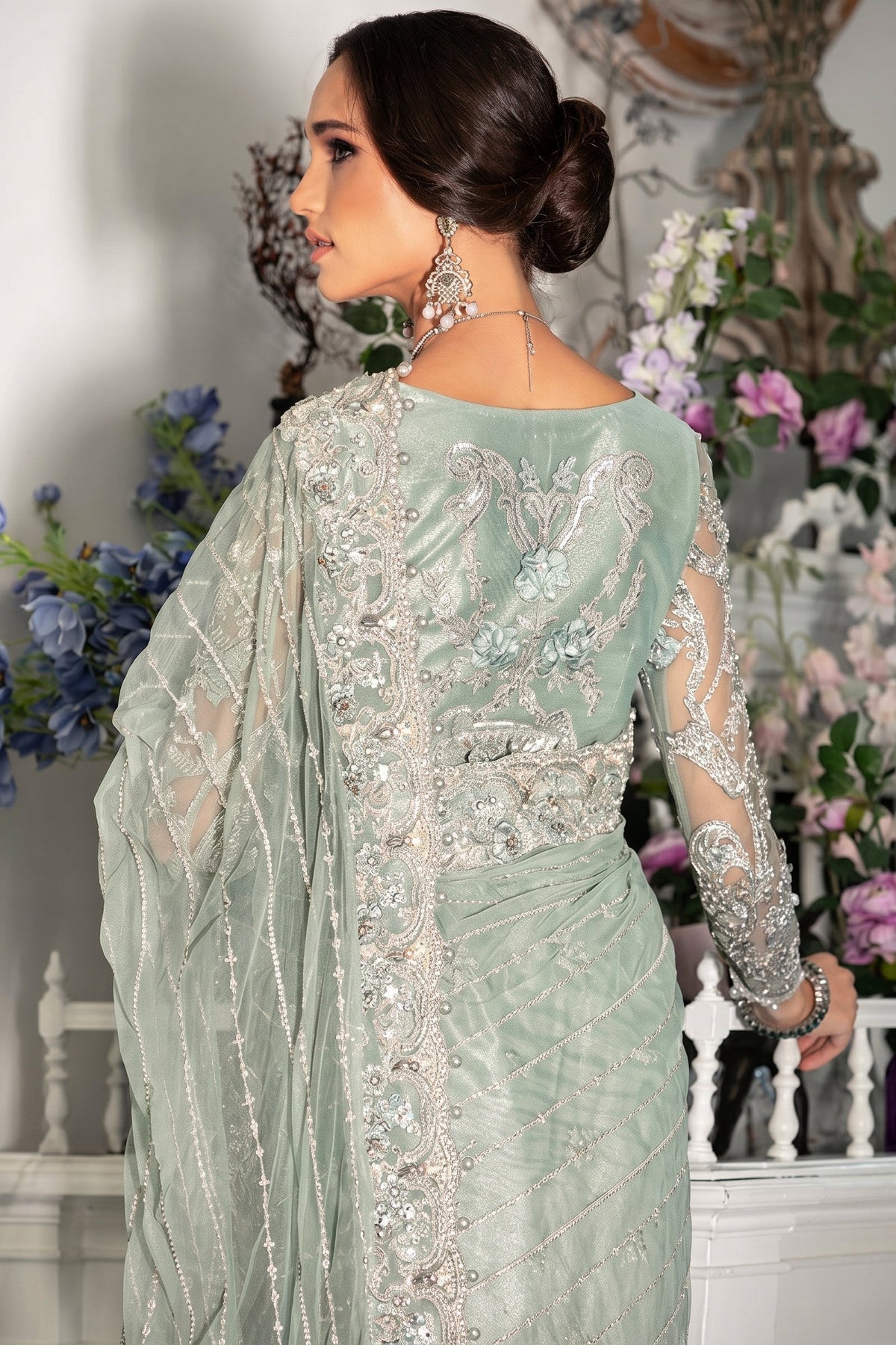 MARIA B EMBROIDERED NET SAREE