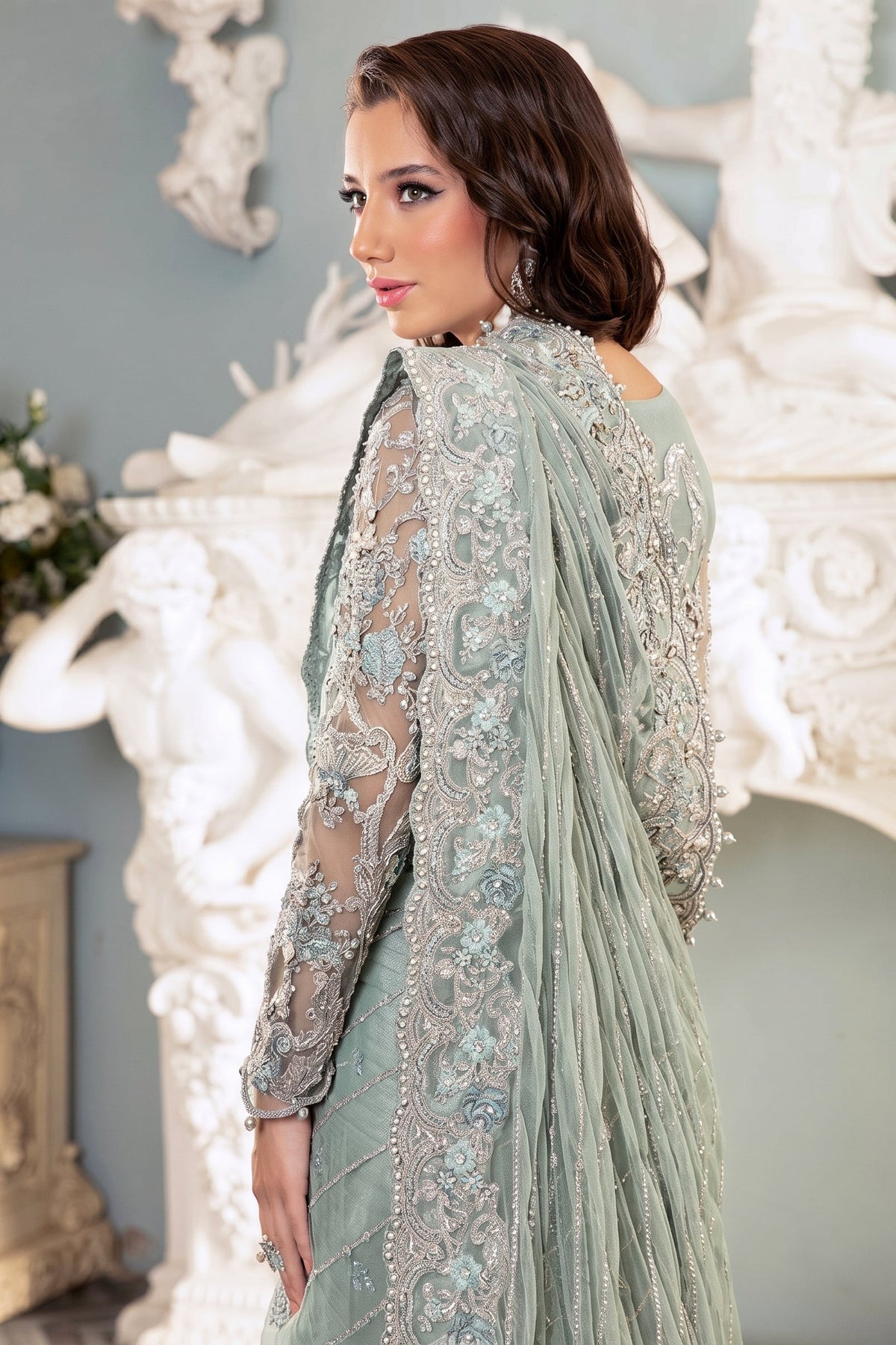 MARIA B EMBROIDERED NET SAREE