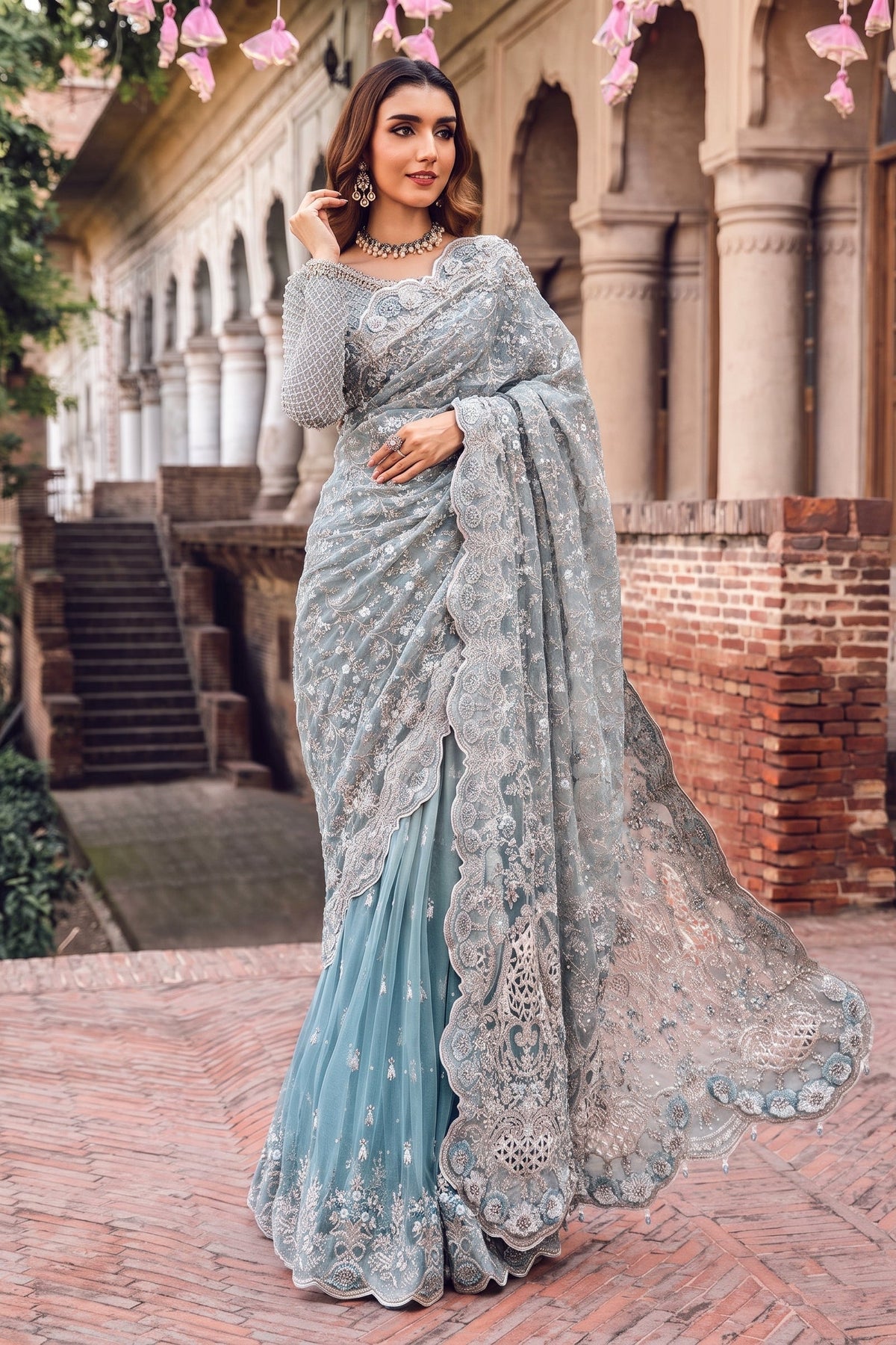 HEAVY EMBROIDERED NET SAREE UNSTITCH