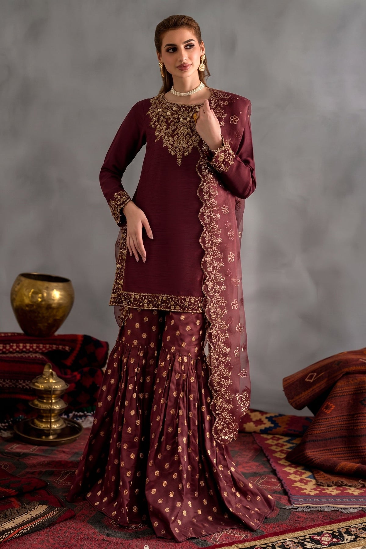 IZINIK EMBROIDERED 3PC UNSTITCH