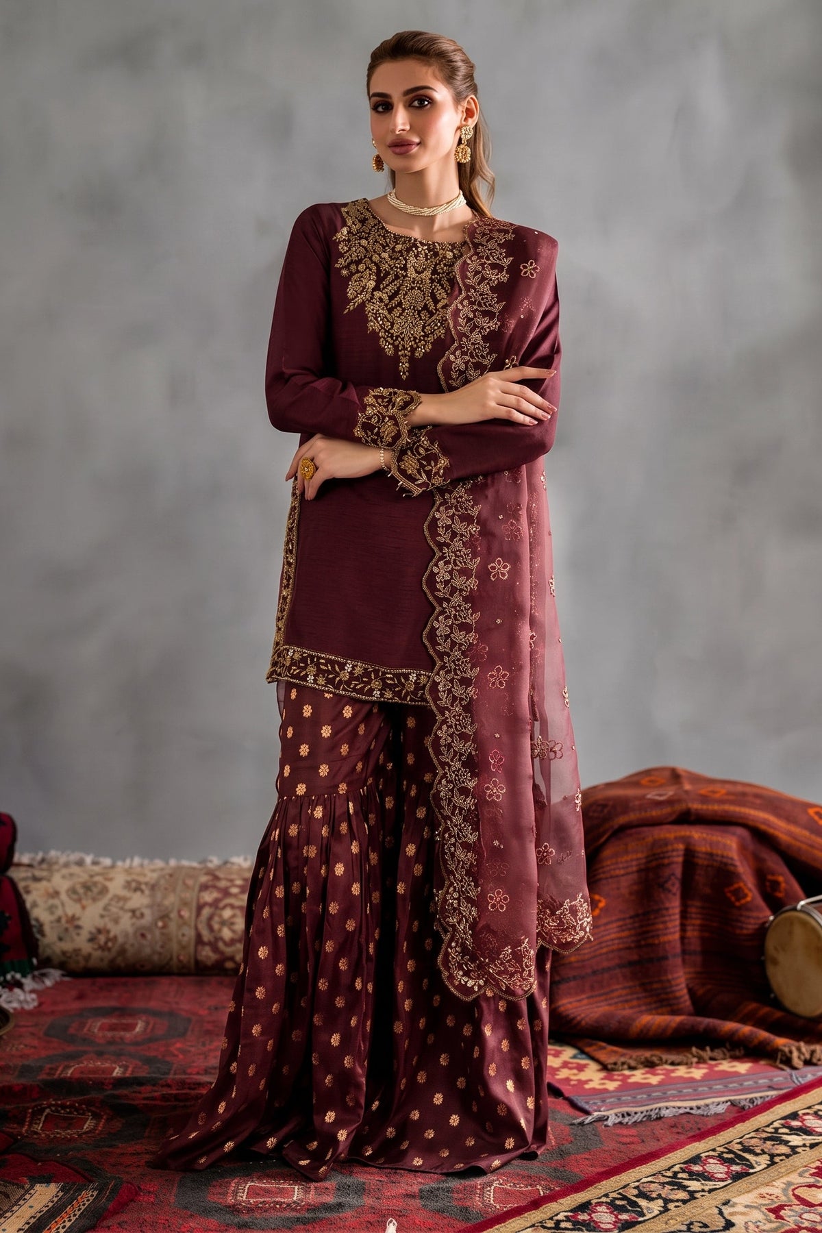 IZINIK EMBROIDERED 3PC UNSTITCH