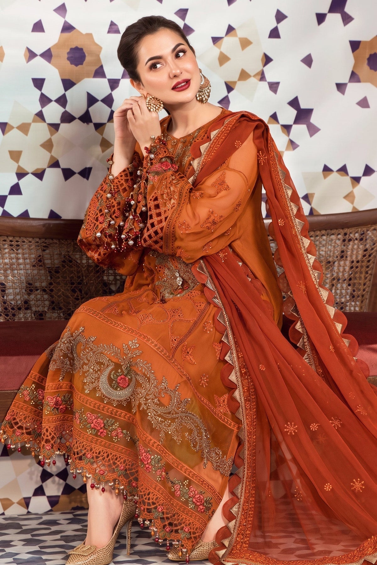 Maria B Heavy Embroidered Chiffon Unstitched 3PC Suit