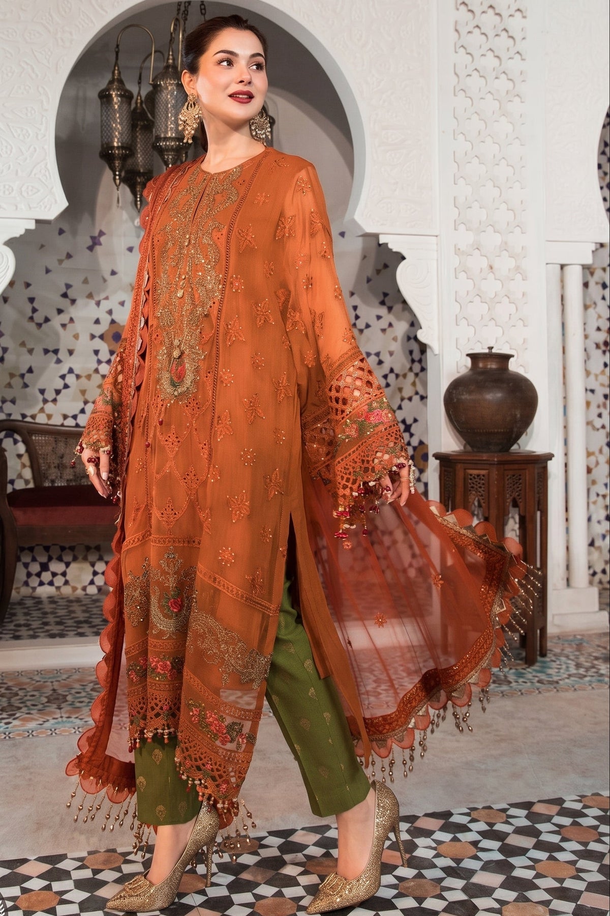 Maria B Heavy Embroidered Chiffon Unstitched 3PC Suit