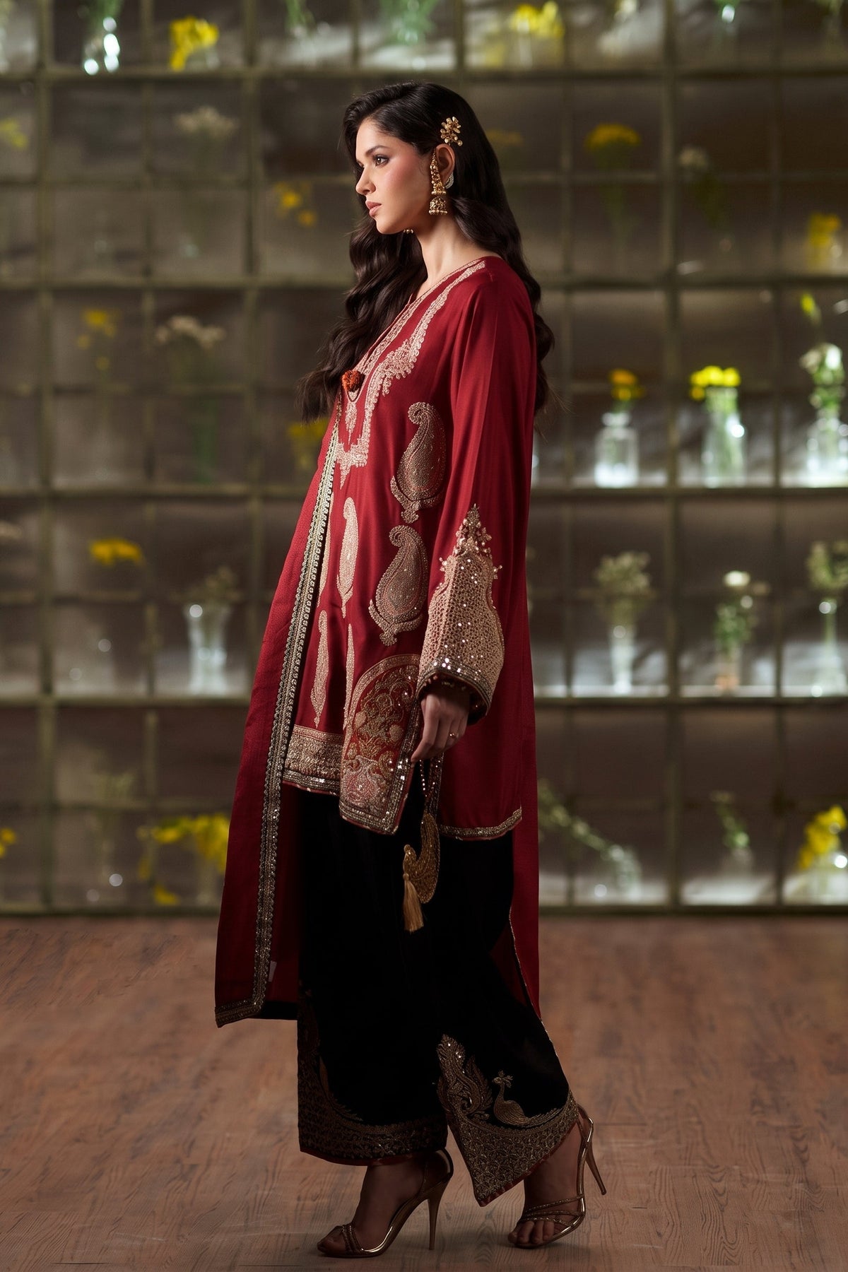 ETHNIC EMBROIDERED SILK SUIT 3PC