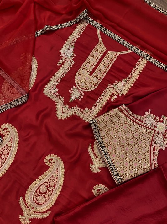 ETHNIC EMBROIDERED SILK SUIT 3PC