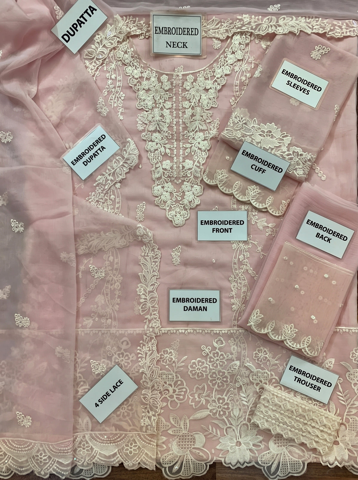 AZURE CHIFFON HEAVY EMBROIDERED UNSTITCH 3PC SUIT