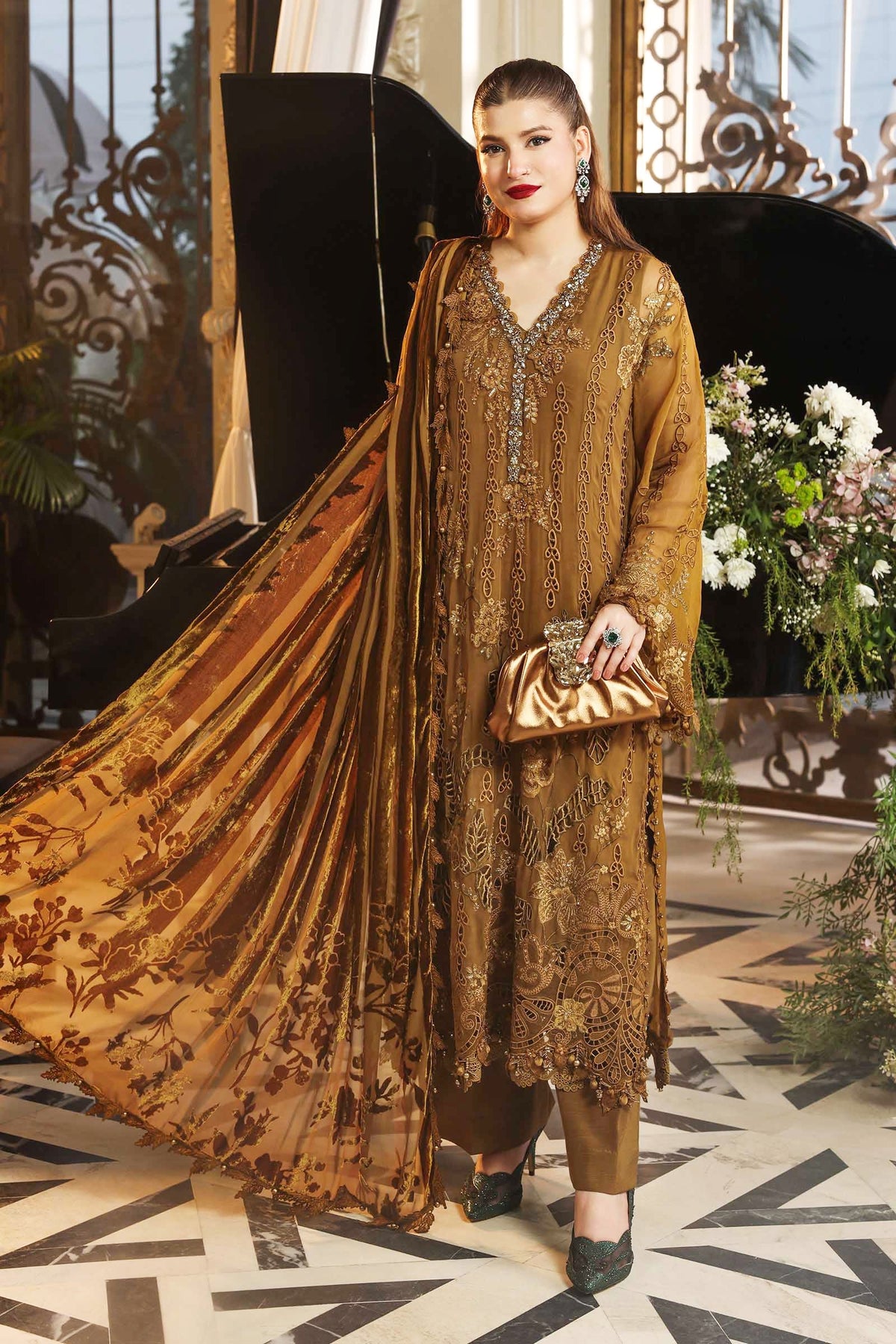 CHIFFON HEAVY EMBROIDERED UNSTITCHED 3PC SUIT