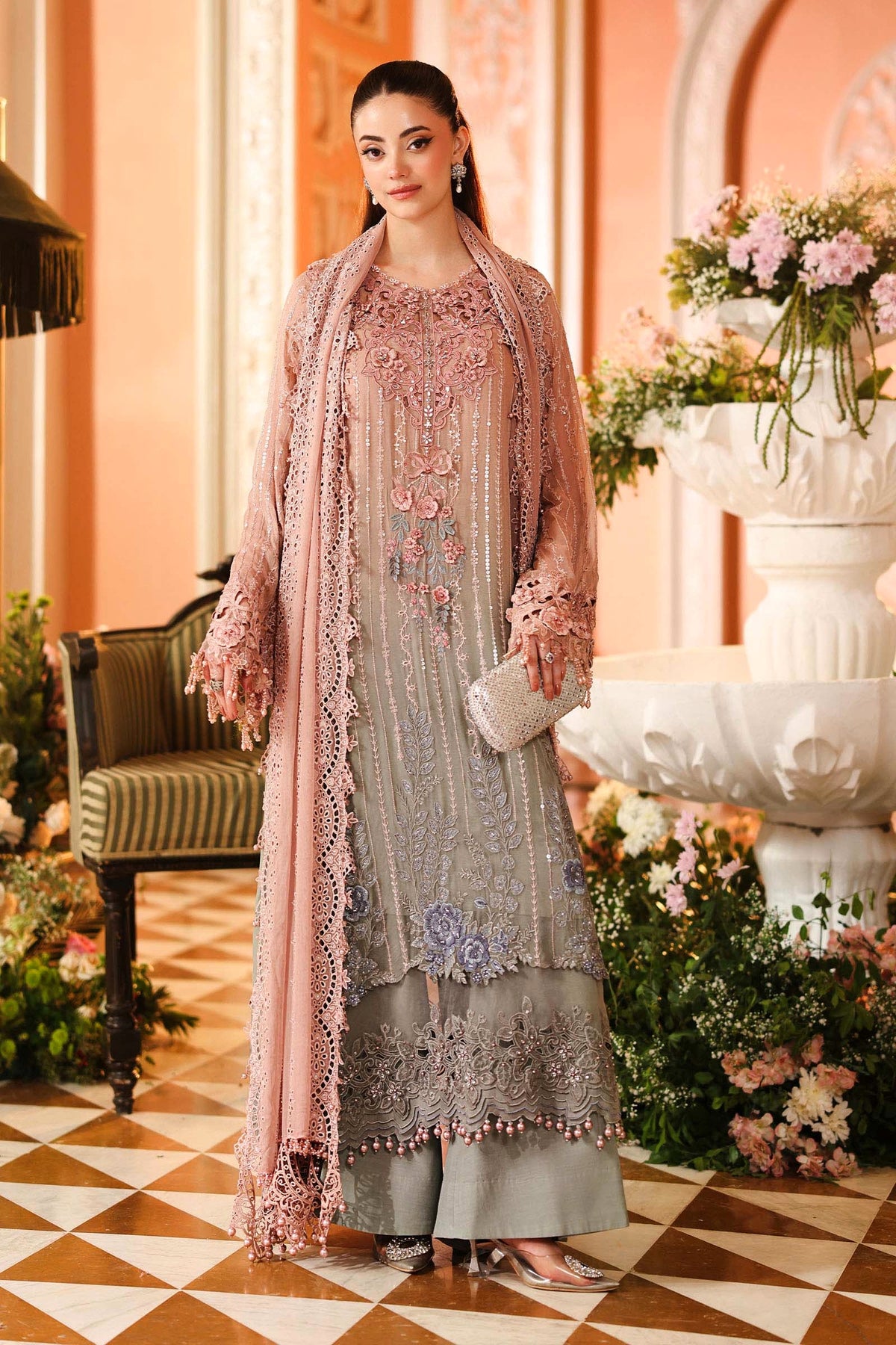 MARIA.B CHIFFON HEAVY EMBROIDERED UNSTITCHED 3PC SUIT