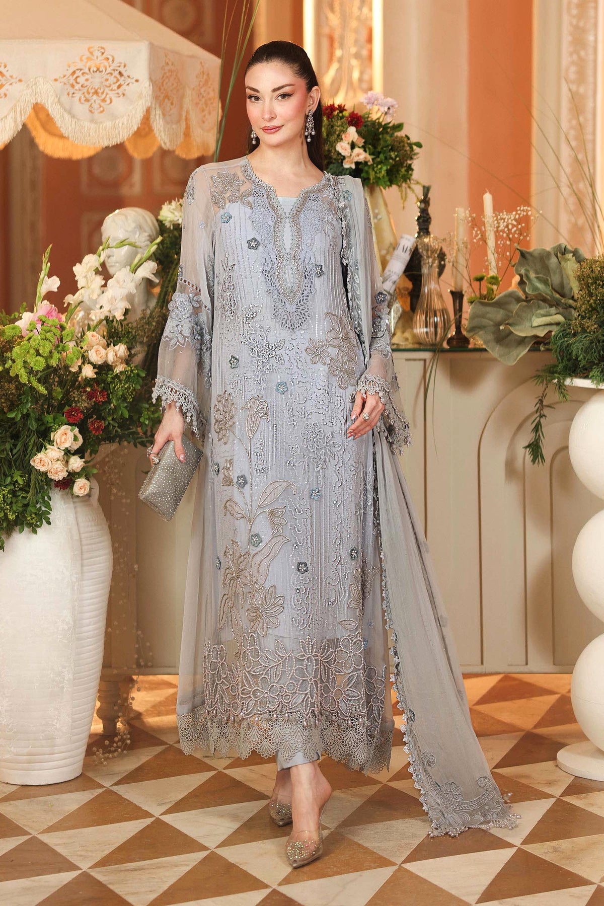 CHIFFON HEAVY EMBROIDERED UNSTITCHED 3PC SUIT