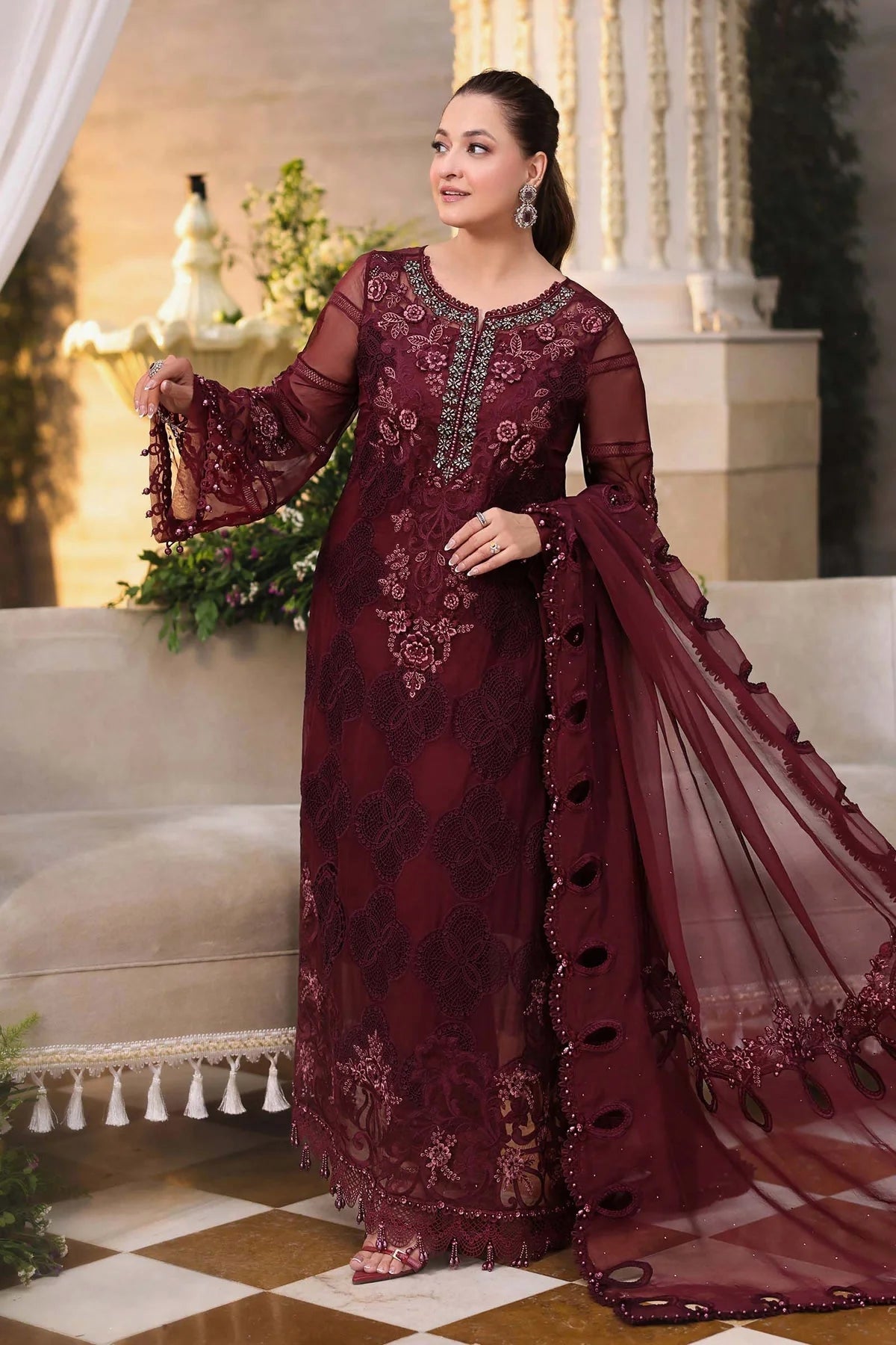 Heavy Embroidered Chiffon Unstitched 3PC Suit