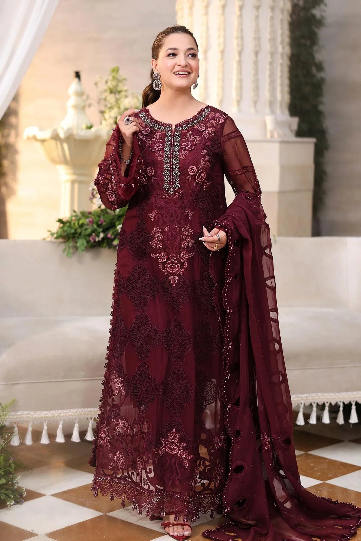 Heavy Embroidered Chiffon Unstitched 3PC Suit