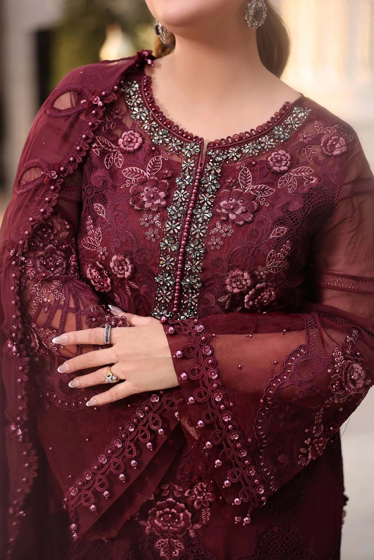 Heavy Embroidered Chiffon Unstitched 3PC Suit