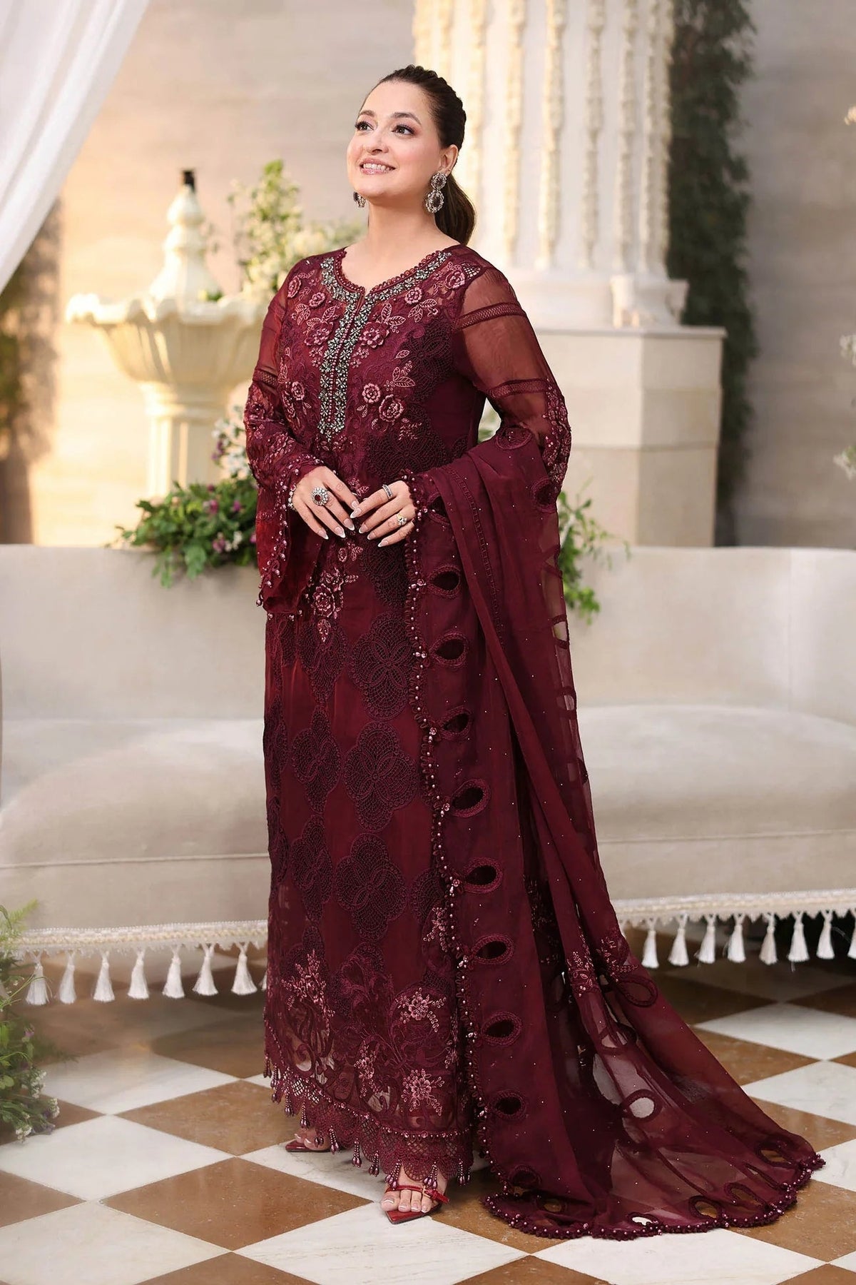 Heavy Embroidered Chiffon Unstitched 3PC Suit