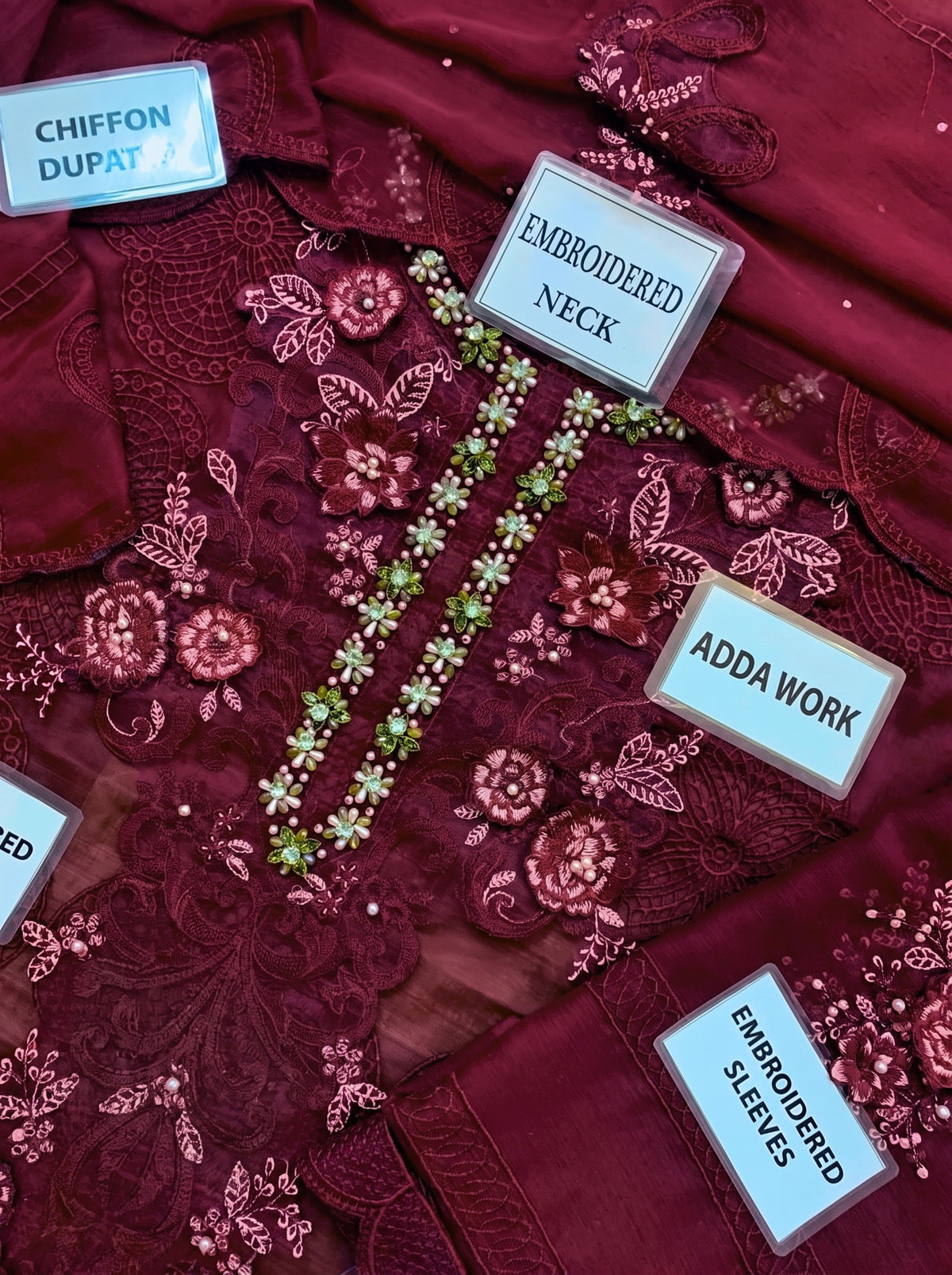 Heavy Embroidered Chiffon Unstitched 3PC Suit