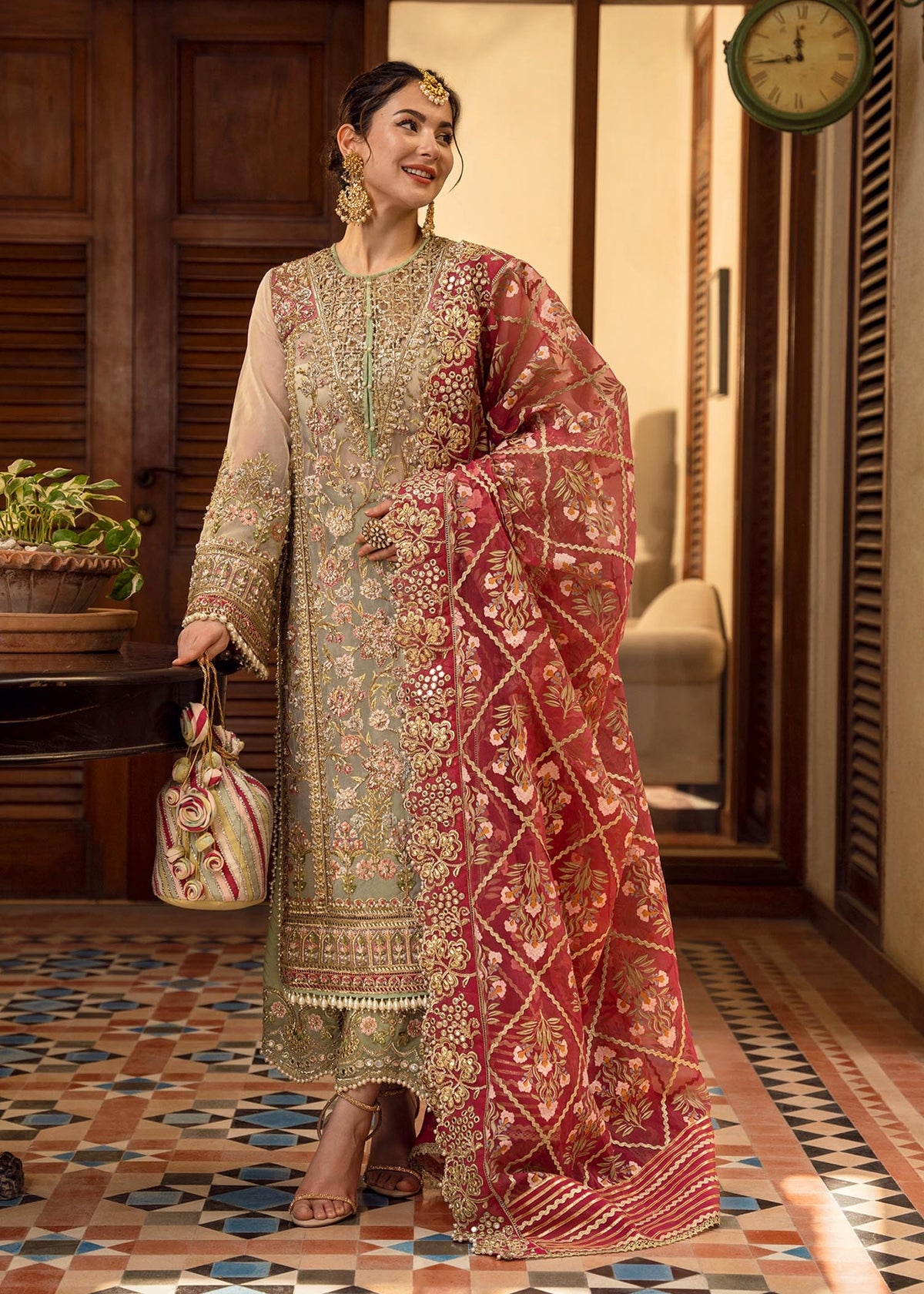 ORGANZA HEAVY EMBROIDERED 3PC UNSTITCH