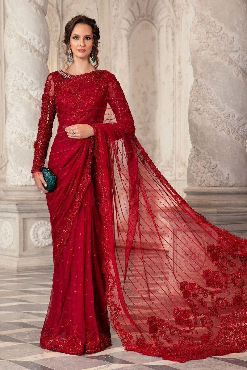 NET EMBROIDERED SAREE UNSTITCH